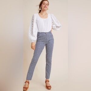 Pants 0  Pinstripes The Essential Slim Floral Trouser Blue
White NEW
